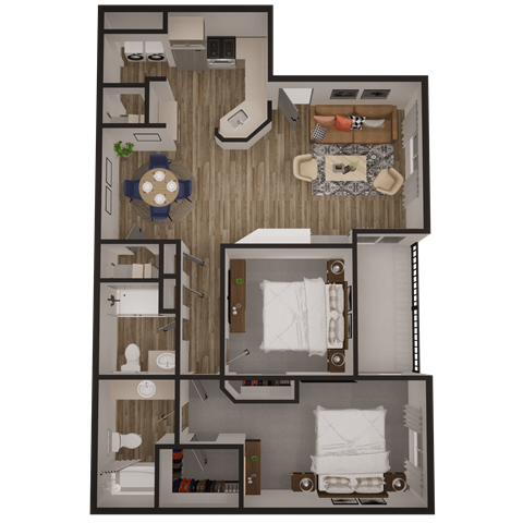 the floor plan of a two bed apt